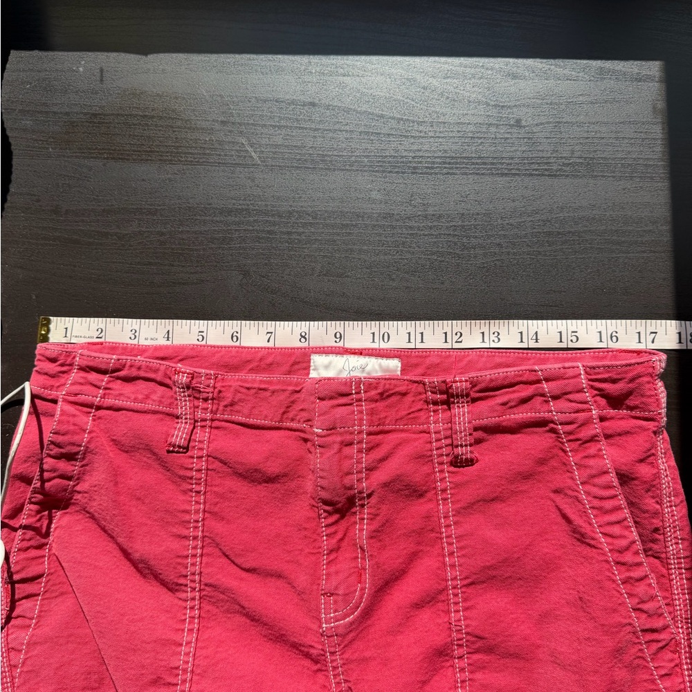 Joie Red Cargo Mid-Rise Pants with Contrast White Stitching size 12 EUC - Picture 9 of 9